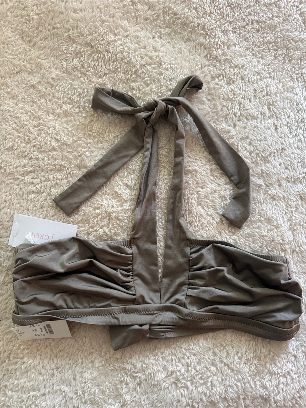 J. Crew Ruched Lomellina Swim halter bikini in pewter color. Size M